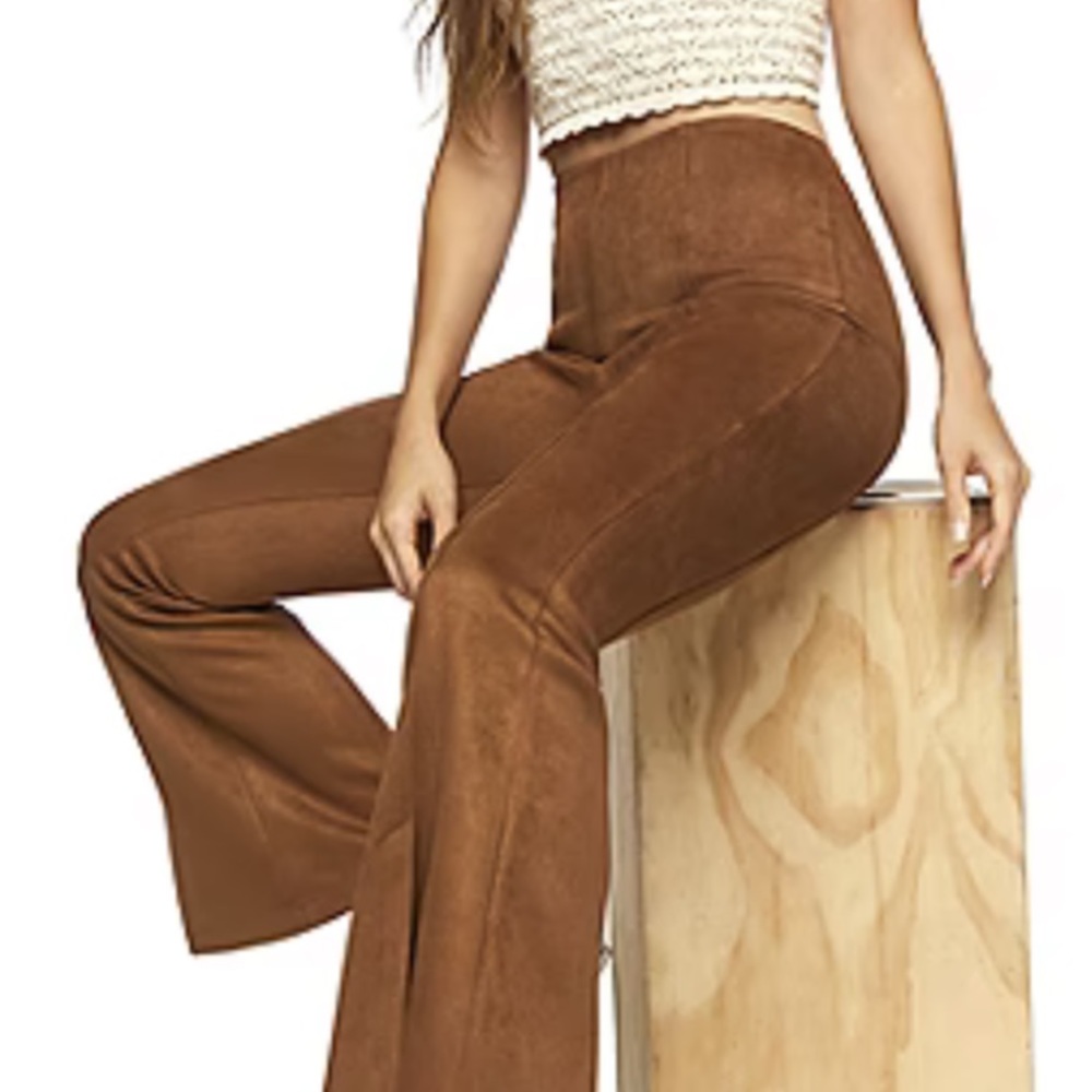 Forever 21 Faux Suede Split Hem High Rise Flare Pants